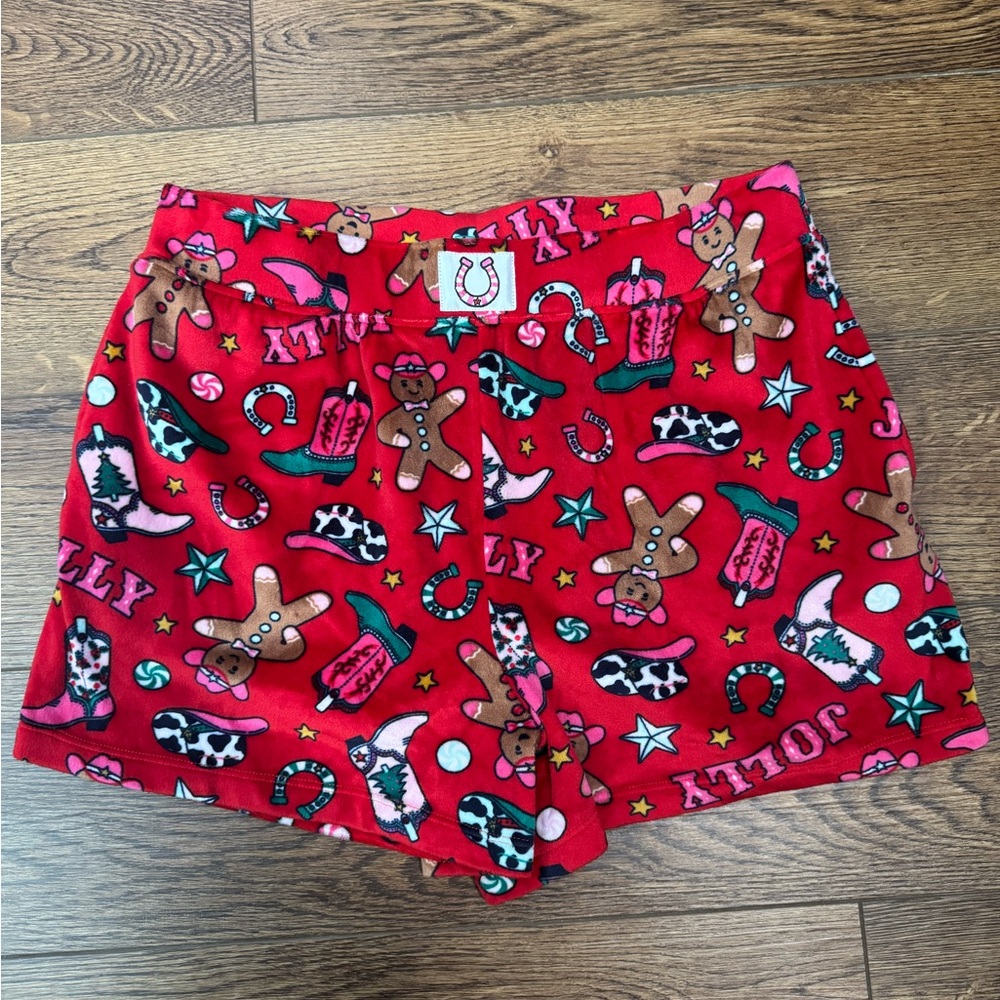 Holiday Time Sleep Shorts Women’s Small Western Cowboy Gingerbread - Picture 2 of 8